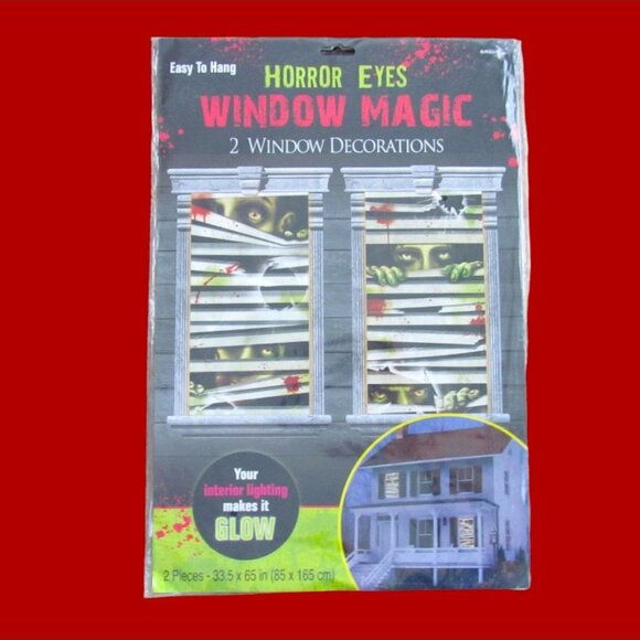 Halloween Horror Eyes 3 Window Magic Decorations Easy to Hang 33.5 x 65 in - Picture 2 of 9